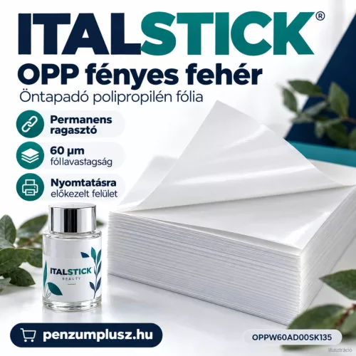 ItalFilm PP öntapadó PP fólia - fényes fehér, normál ragasztó, 100 ív/rizsma