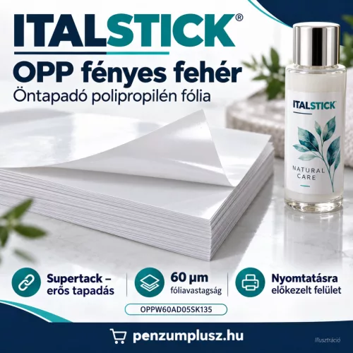 ItalFilm PP öntapadó PP fólia - fényes fehér, erős ragasztó, 100 ív/rizsma