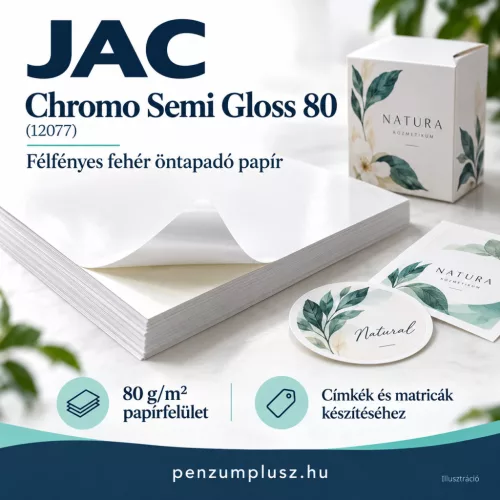Jac Chromo Semi Gloss 80 (12077) félfényes fehér öntapadó papír
