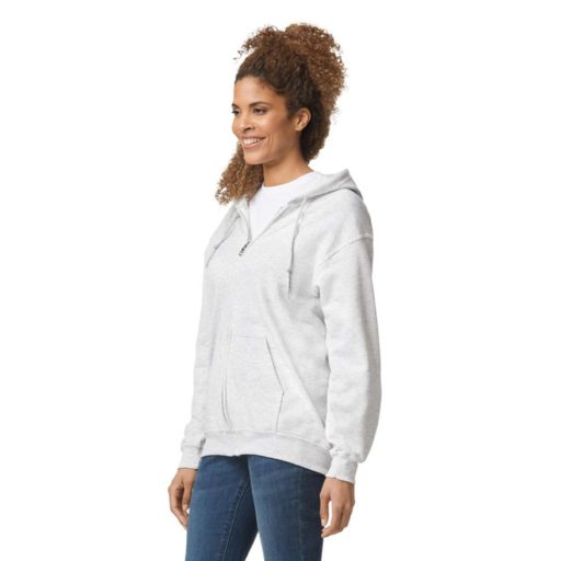 Gildan GI18600 unisex cipzáros kapucnis pulóver - ash szín