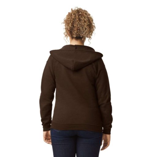 Gildan GI18600 unisex cipzáros kapucnis pulóver - dark chocolate szín