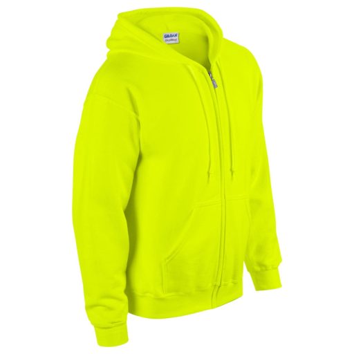 Gildan GI18600 unisex cipzáros kapucnis pulóver - safety green szín