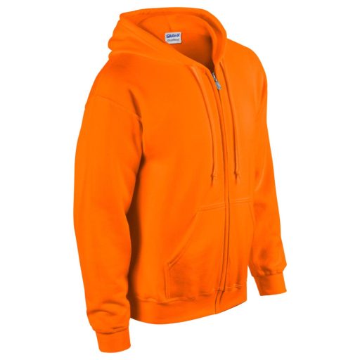 Gildan GI18600 unisex cipzáros kapucnis pulóver - safety orange szín