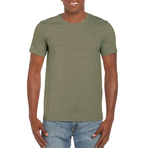 Gildan GI64000 unisex kereknyakú rövid ujjú póló - heather military green szín