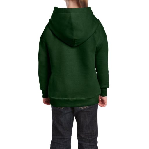 Gildan GIB18500 kevertszálú kapucnis gyerek pulóver - forest green szín