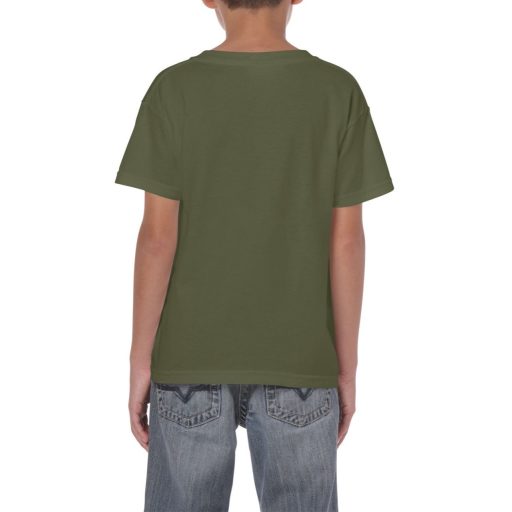 Gildan GIB5000 rövid ujjú pamut gyerek póló - military green szín