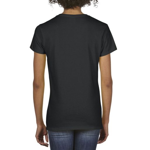 Gildan GIL4100 női rövid ujjú V-nyakú pamut póló - black szín