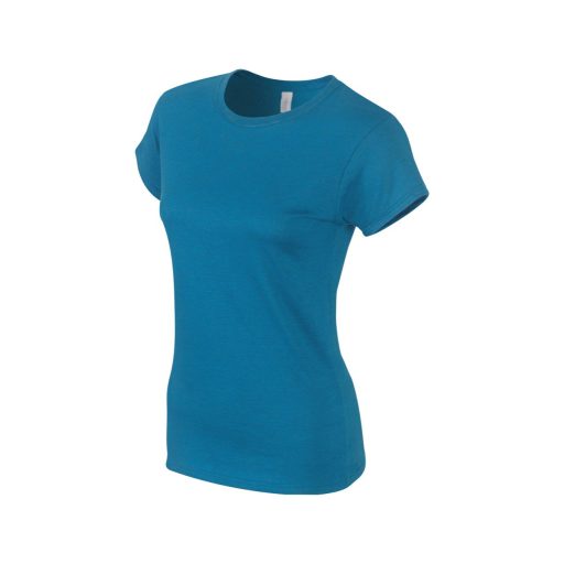 Gildan GIL64000 női rövid ujjú pamut póló - antique sapphire szín