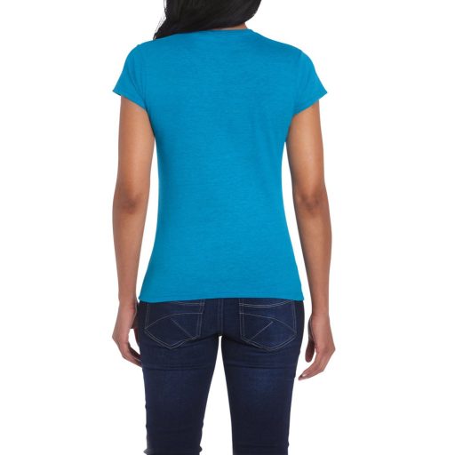 Gildan GIL64000 női rövid ujjú pamut póló - antique sapphire szín