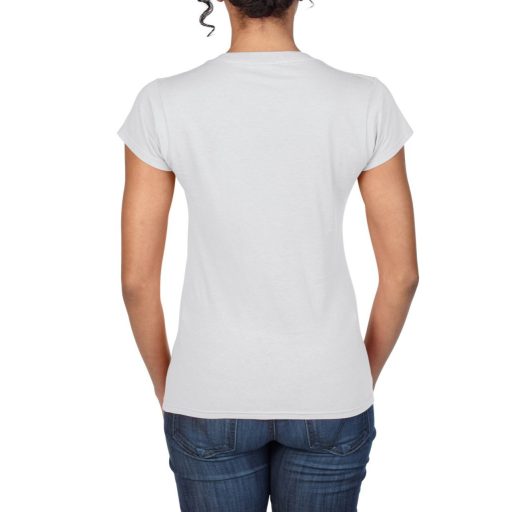 Gildan GIL64V00 női V-nyakú pamut póló - white szín