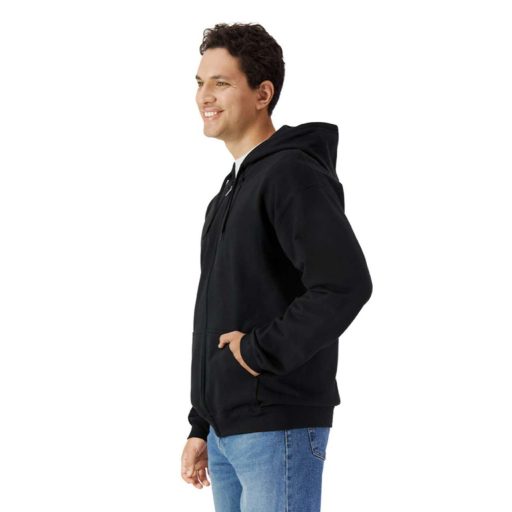 Gildan GISF600 férfi kapucnis cipzáros pulóver - black szín