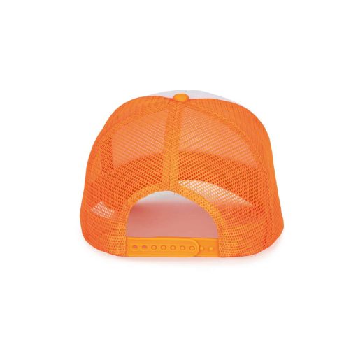 K-UP KP111 5 paneles kamionos mesh baseball sapka - white/fluorescent orange színben