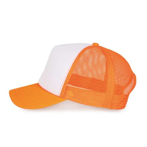 K-UP KP111 5 paneles kamionos mesh baseball sapka - white/fluorescent orange színben