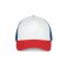 K-UP KP111 5 paneles kamionos mesh baseball sapka - white/french red/reflex blue színben