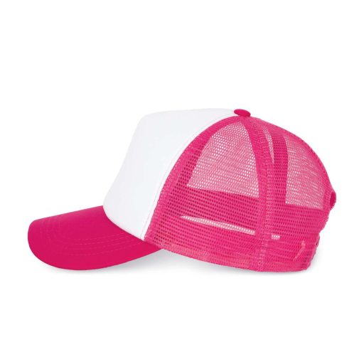 K-UP KP111 5 paneles kamionos mesh baseball sapka - white/fuchsia színben