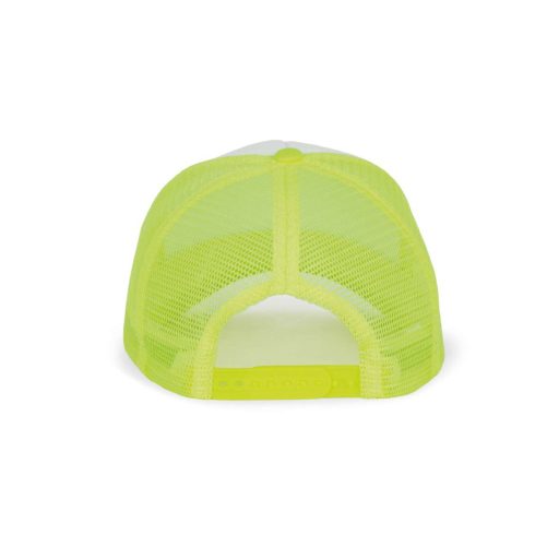 K-UP KP111 5 paneles kamionos mesh baseball sapka - white/fluorescent yellow színben