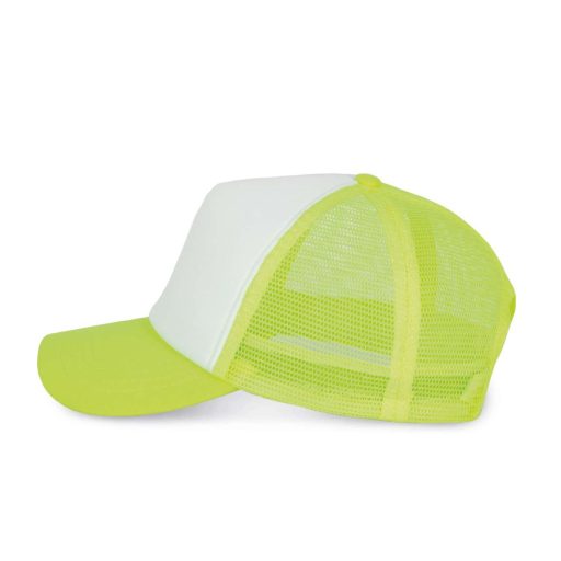 K-UP KP111 5 paneles kamionos mesh baseball sapka - white/fluorescent yellow színben