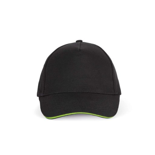 K-UP KP124 5 paneles kontrasztos baseball sapka - black/lime színben