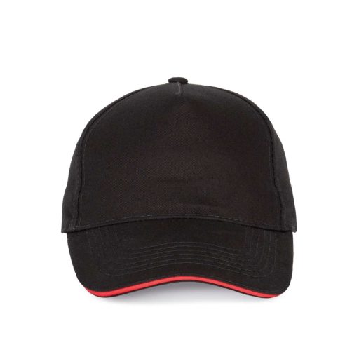 K-UP KP124 5 paneles kontrasztos baseball sapka - black/red színben