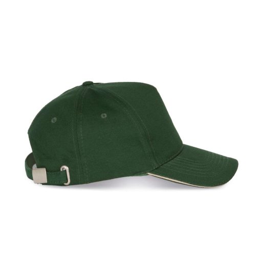 K-UP KP124 5 paneles kontrasztos baseball sapka - forest green/beige színben