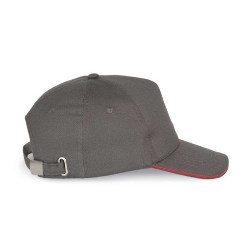 K-UP KP124 5 paneles kontrasztos baseball sapka - slate grey/red színben