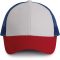 K-UP KP158 6 paneles hálós baseball sapka - white/red/royal blue színben
