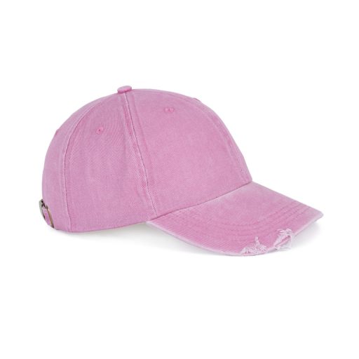 K-UP KP235 6 paneles kopott hatású baseball sapka - washed dark pink színben