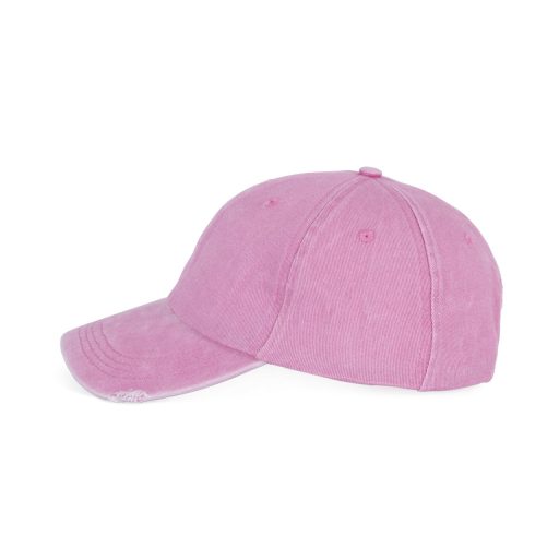 K-UP KP235 6 paneles kopott hatású baseball sapka - washed dark pink színben
