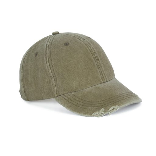 K-UP KP235 6 paneles kopott hatású baseball sapka - washed ivy green színben