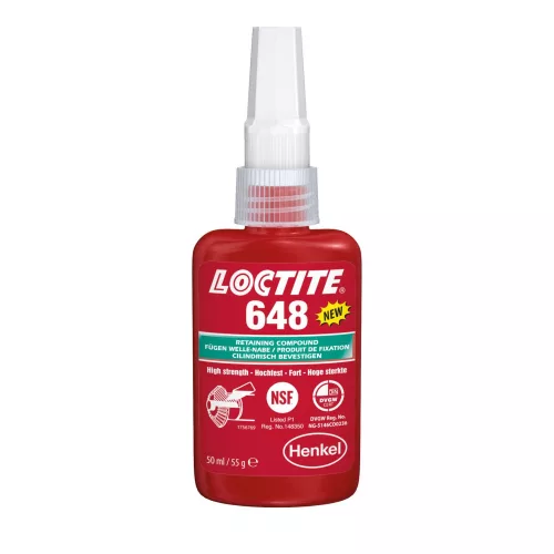 Loctite 648 nagy szilárdásgú hőálló csapágyrögzítő 50 ml kiszerelésben