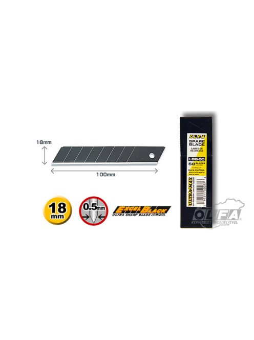Olfa LBB-50 keskenyebb élszögű edzett 18 mm-es penge (50 db)
