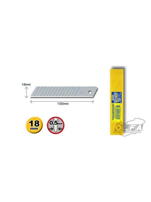 Olfa LBD-10 sűrűbb szegmensű 18 mm-es tördelhető penge (10 db)