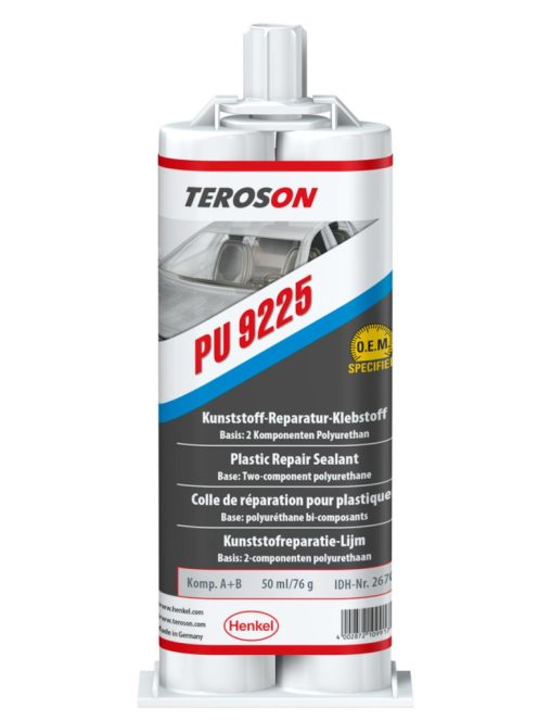 Teroson PU 9225 fekete színű műanyagjavító PU ragasztó, 45 perces, 2x25 ml