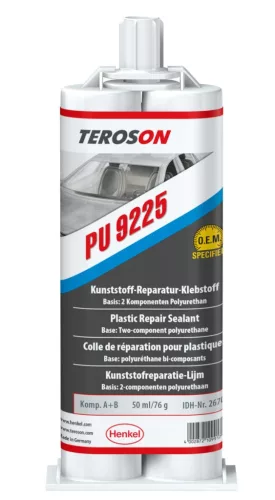 Teroson PU 9225 fekete színű műanyagjavító PU ragasztó, 45 perces, 2x25 ml