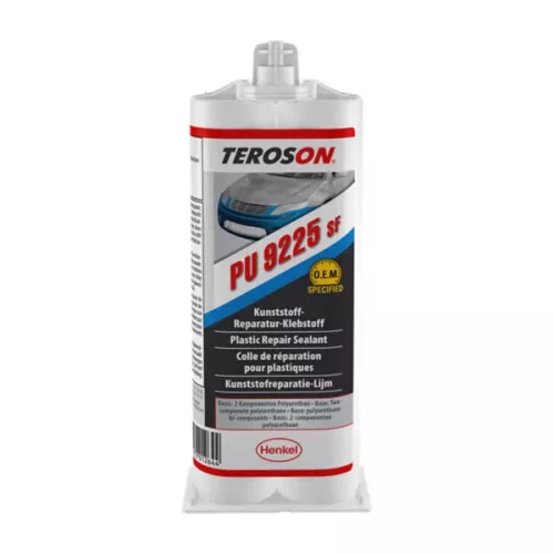 Teroson PU 9225 SF fekete színű műanyagjavító PU ragasztó, 15 perces, 2x25 ml
