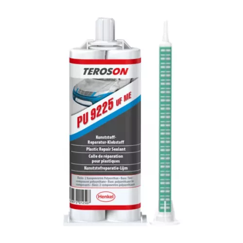 Teroson PU 9225 UF ME szürke színű műanyagjavító PU ragasztó, 45 másodperces, 2x25 ml