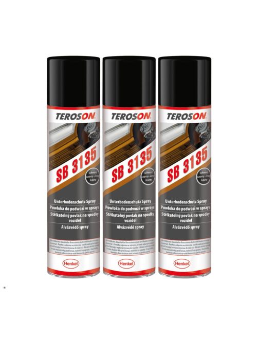 Teroson SB 3135 BK fekete színű alvázvédő spray, gumi-gyanta töltésű 3x400ml