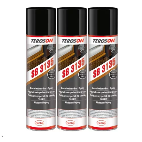 Teroson SB 3135 BK fekete színű alvázvédő spray, gumi-gyanta töltésű 3x400ml