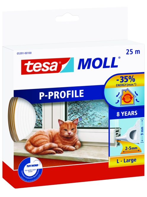 Tesa Ajtó- és ablaktömítő szalag, P profil 25 m x 9 mm