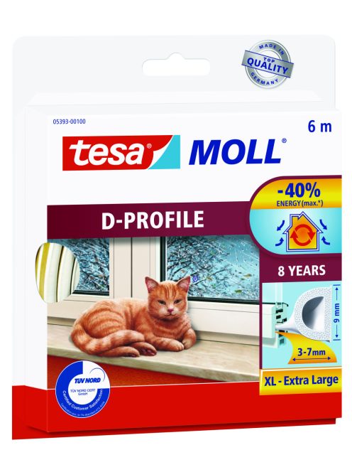 Tesa Ajtó- és ablaktömítő szalag, D profil 6 m x 9 mm