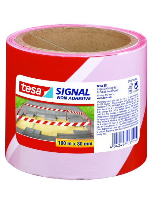 Tesa Kordonszalag piros/fehér 100 m x 80 mm