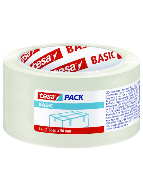 Tesa Basic Csomagolószalag, átlátszó cimkézett 66 m x 50 mm