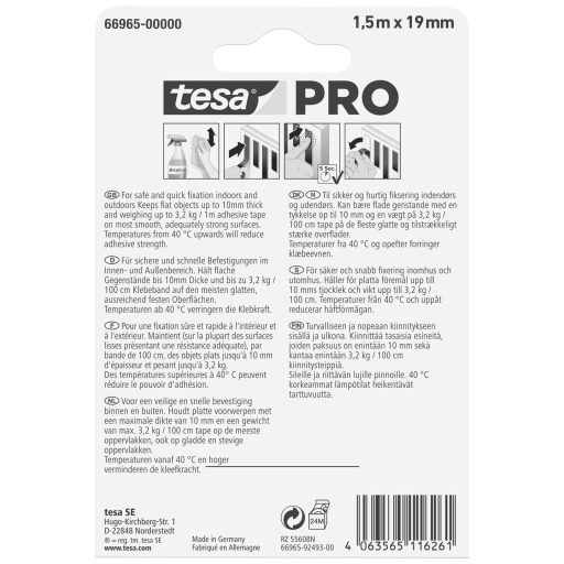Tesa Mounting PRO rögzítő - átlátszó 1.5 m x 19 mm