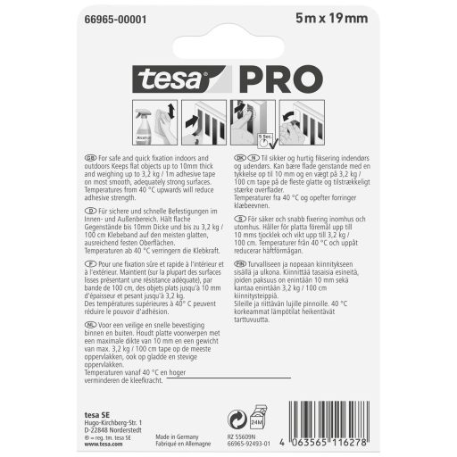 Tesa Mounting PRO rögzítő - átlátszó 5 m x 19 mm