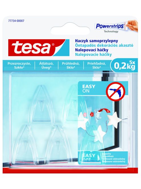 Tesa Öntapadós akasztó átlátszó felületekhez 0,2kg (8db)