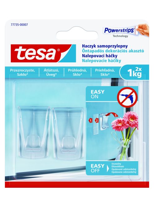 Tesa Öntapadós akasztó átlátszó felületekhez 1kg (4db)
