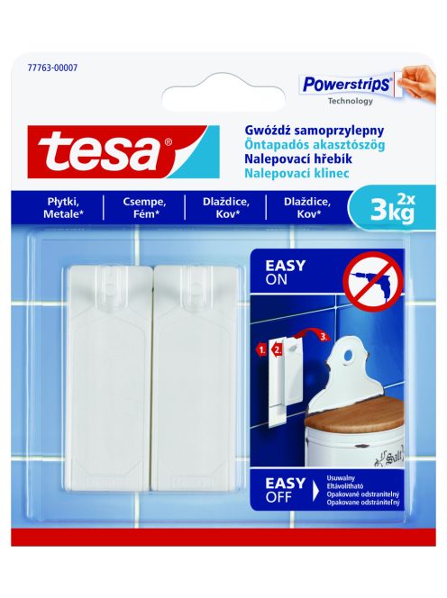 Tesa Öntapadós akasztószög sima felületekhez 2x3kg