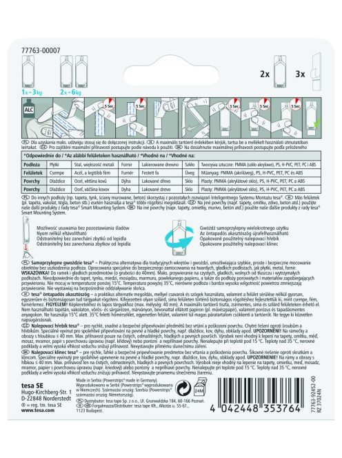 Tesa Öntapadós akasztószög sima felületekhez 2x3kg