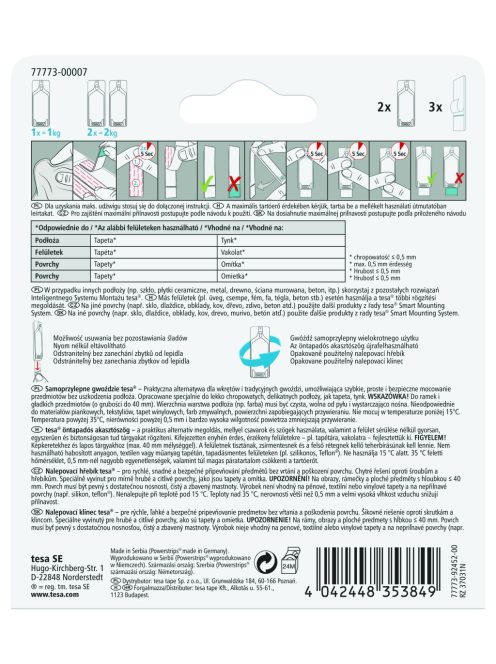 Tesa Öntapadós akasztószög érzékeny felületekhez 2x1kg