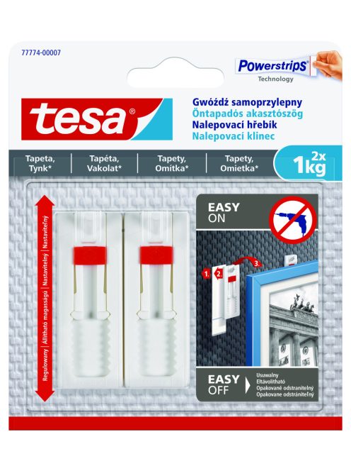 Tesa Öntapadós akasztószög érzékeny felületekhez 2x1kg, állítható